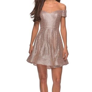 La Femme Champagne Mini Dress Size 2 Nwot